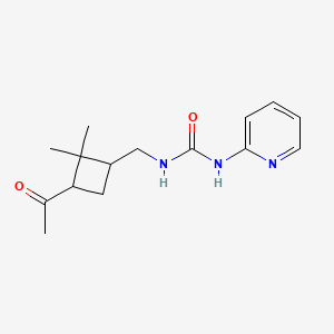 molecular formula C15H21N3O2 B14372479 N-[(3-Acetyl-2,2-dimethylcyclobutyl)methyl]-N'-pyridin-2-ylurea CAS No. 90156-36-8