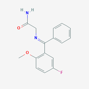 molecular formula C16H15FN2O2 B14372534 2-[[(5-Fluoro-2-methoxyphenyl)-phenylmethylidene]amino]acetamide CAS No. 90746-44-4