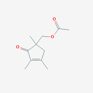 molecular formula C11H16O3 B14372574 (1,3,4-Trimethyl-2-oxocyclopent-3-en-1-yl)methyl acetate CAS No. 89524-96-9