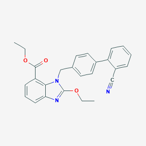 molecular formula C26H23N3O3 B143726 Ethyl 1-((2'-cyano-[1,1'-biphenyl]-4-yl)methyl)-2-ethoxy-1H-benzo[d]imidazole-7-carboxylate CAS No. 139481-41-7