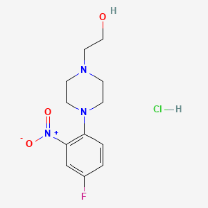 molecular formula C12H17ClFN3O3 B1437262 2-[4-(4-Fluoro-2-nitrophenyl)piperazin-1-yl]-ethanol hydrochloride CAS No. 1185297-30-6