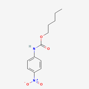 molecular formula C12H16N2O4 B14372640 Carbamic acid, (4-nitrophenyl)-, pentyl ester CAS No. 90429-36-0