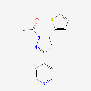 molecular formula C14H13N3OS B14372643 1-[3-(Pyridin-4-yl)-5-(thiophen-2-yl)-4,5-dihydro-1H-pyrazol-1-yl]ethan-1-one CAS No. 89566-96-1