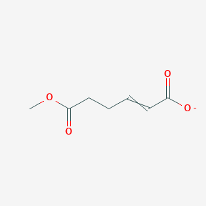 molecular formula C7H9O4- B14372686 6-Methoxy-6-oxohex-2-enoate CAS No. 89898-52-2