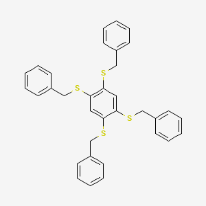 molecular formula C34H30S4 B14372703 1,1',1'',1'''-[Benzene-1,2,4,5-tetrayltetrakis(sulfanediylmethylene)]tetrabenzene CAS No. 91900-07-1