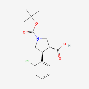 molecular formula C16H20ClNO4 B1437279 trans-1-(tert-Butoxycarbonyl)-4-(2-chlorophenyl)pyrrolidine-3-carboxylic acid CAS No. 939757-93-4