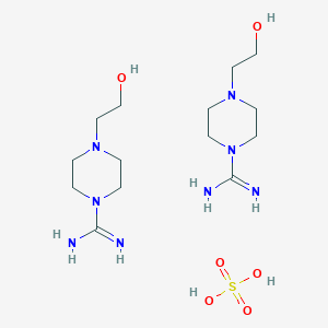 molecular formula C14H34N8O6S B1437281 4-(2-Hydroxyethyl)-piperazine-1-carboxamidine hemisulfate CAS No. 28457-23-0