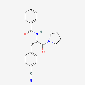 molecular formula C21H19N3O2 B14373032 N-[1-(4-Cyanophenyl)-3-oxo-3-(pyrrolidin-1-yl)prop-1-en-2-yl]benzamide CAS No. 90290-86-1