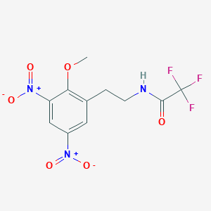 molecular formula C11H10F3N3O6 B1437312 2,2,2-trifluoro-N-(2-methoxy-3,5-dinitrophenethyl)acetamide CAS No. 1161880-88-1