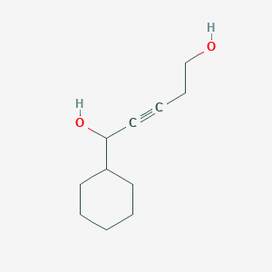molecular formula C11H18O2 B14373325 1-Cyclohexylpent-2-yne-1,5-diol CAS No. 91098-92-9