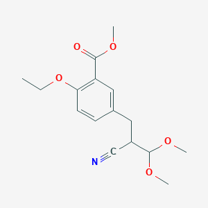 molecular formula C16H21NO5 B14373507 Methyl 5-(2-cyano-3,3-dimethoxypropyl)-2-ethoxybenzoate CAS No. 90167-16-1