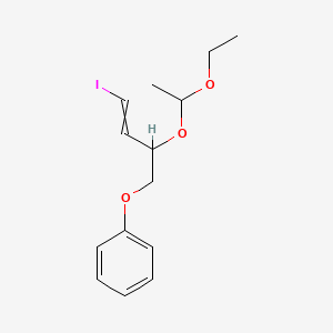molecular formula C14H19IO3 B14373526 {[2-(1-Ethoxyethoxy)-4-iodobut-3-en-1-yl]oxy}benzene CAS No. 90157-03-2