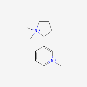 molecular formula C12H20N2+2 B14373531 Pyridinium, 3-(1,1-dimethylpyrrolidinium-2-yl)-1-methyl- CAS No. 89932-51-4