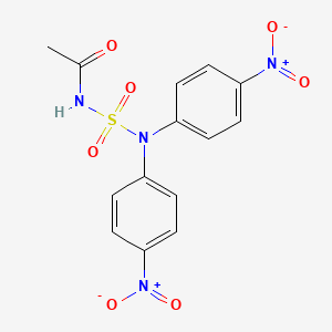 molecular formula C14H12N4O7S B14373538 N-[Bis(4-nitrophenyl)sulfamoyl]acetamide CAS No. 90471-07-1