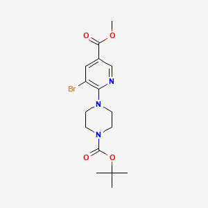 molecular formula C16H22BrN3O4 B1437356 tert-Butyl 4-(3-bromo-5-(methoxycarbonyl)pyridin-2-yl)piperazine-1-carboxylate CAS No. 906559-32-8