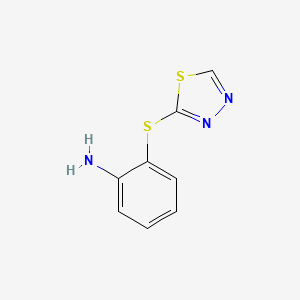 molecular formula C8H7N3S2 B1437357 2-(1,3,4-Thiadiazol-2-ylsulfanyl)aniline CAS No. 1019121-56-2