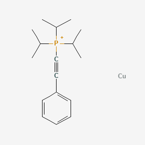molecular formula C17H26CuP+ B14373600 copper;2-phenylethynyl-tri(propan-2-yl)phosphanium CAS No. 89989-53-7