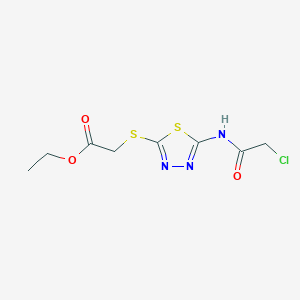 molecular formula C8H10ClN3O3S2 B1437379 Ethyl 2-{[5-(2-chloroacetamido)-1,3,4-thiadiazol-2-yl]sulfanyl}acetate CAS No. 1173045-81-2