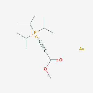 molecular formula C13H24AuO2P+ B14373825 gold;(3-methoxy-3-oxoprop-1-ynyl)-tri(propan-2-yl)phosphanium CAS No. 89989-51-5
