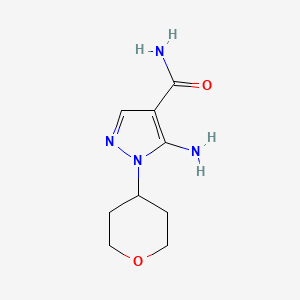 molecular formula C9H14N4O2 B1437404 5-amino-1-(tetrahydro-2H-pyran-4-yl)-1H-pyrazole-4-carboxamide CAS No. 1082745-50-3