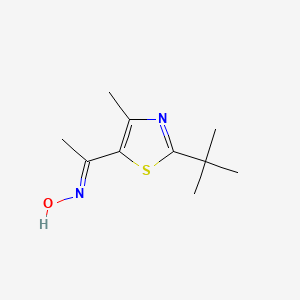 molecular formula C10H16N2OS B1437409 N-[1-(2-tert-butyl-4-methyl-1,3-thiazol-5-yl)ethylidene]hydroxylamine CAS No. 1087792-29-7