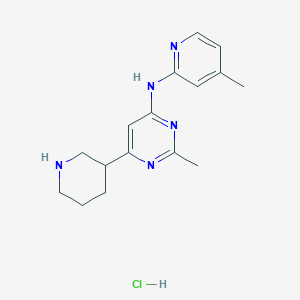 molecular formula C16H22ClN5 B1437412 2-Methyl-n-(4-methylpyridin-2-yl)-6-piperidin-3-ylpyrimidin-4-amine hydrochloride CAS No. 2173099-17-5