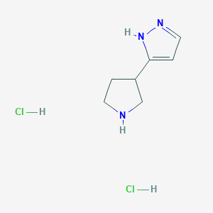 molecular formula C7H13Cl2N3 B1437413 5-(pyrrolidin-3-yl)-1H-pyrazole dihydrochloride CAS No. 2173135-18-5