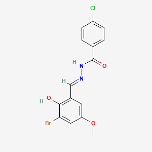 molecular formula C15H12BrClN2O3 B1437415 N'-[(E)-(3-bromo-2-hydroxy-5-methoxyphenyl)methylidene]-4-chlorobenzenecarbohydrazide CAS No. 477848-08-1