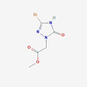 molecular formula C5H6BrN3O3 B1437422 methyl (3-bromo-5-hydroxy-1H-1,2,4-triazol-1-yl)acetate CAS No. 1674389-82-2