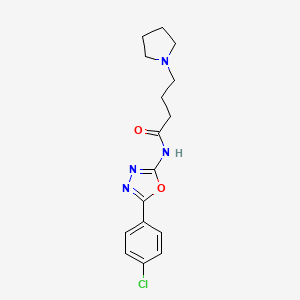 molecular formula C16H19ClN4O2 B14374267 N-[5-(4-Chlorophenyl)-1,3,4-oxadiazol-2-yl]-4-(pyrrolidin-1-yl)butanamide CAS No. 89758-36-1
