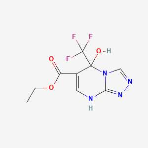 molecular formula C9H9F3N4O3 B1437435 Ethyl 5-hydroxy-5-(trifluoromethyl)-5,8-dihydro[1,2,4]triazolo[4,3-a]pyrimidine-6-carboxylate CAS No. 940271-58-9