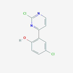 molecular formula C10H6Cl2N2O B1437442 4-Chloro-2-(2-chloropyrimidin-4-yl)phenol CAS No. 1207535-01-0