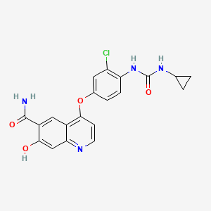 molecular formula C20H17ClN4O4 B1437443 4-(3-Chloro-4-(((cyclopropylamino)carbonyl)amino)phenoxy)-7-hydroxy-6-quinolinecarboxamide CAS No. 417717-04-5