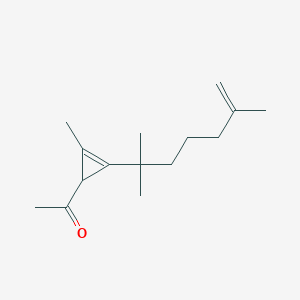 molecular formula C15H24O B14374491 1-[2-(2,6-Dimethylhept-6-en-2-yl)-3-methylcycloprop-2-en-1-yl]ethan-1-one CAS No. 90165-08-5
