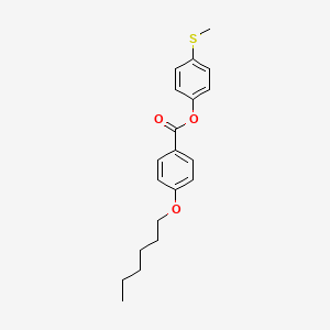 molecular formula C20H24O3S B14374564 Benzoic acid, 4-(hexyloxy)-, 4-(methylthio)phenyl ester CAS No. 89407-51-2