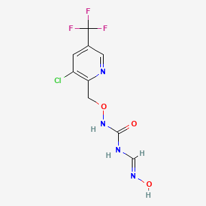 molecular formula C9H8ClF3N4O3 B1437464 1-{[3-chloro-5-(trifluoromethyl)pyridin-2-yl]methoxy}-3-[(1E)-(hydroxyimino)methyl]urea CAS No. 400087-73-2