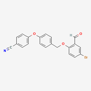 molecular formula C21H14BrNO3 B14374790 4-{4-[(4-Bromo-2-formylphenoxy)methyl]phenoxy}benzonitrile CAS No. 90179-01-4