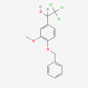 molecular formula C16H15Cl3O3 B14374808 Benzenemethanol, 3-methoxy-4-(phenylmethoxy)-alpha-(trichloromethyl)- CAS No. 90047-69-1