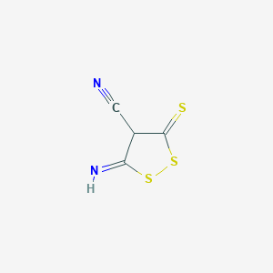 molecular formula C4H2N2S3 B14374955 3-Imino-5-sulfanylidene-1,2-dithiolane-4-carbonitrile CAS No. 89797-56-8