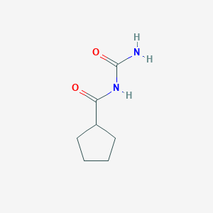 molecular formula C7H12N2O2 B14375116 Cyclopentanecarboxamide, N-(aminocarbonyl)- CAS No. 89852-04-0