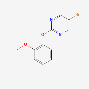 molecular formula C12H11BrN2O2 B1437526 5-溴-2-(2-甲氧基-4-甲基苯氧基)嘧啶 CAS No. 1017789-03-5