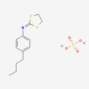 molecular formula C13H19NO4S3 B14375329 N-(4-butylphenyl)-1,3-dithiolan-2-imine;sulfuric acid CAS No. 89388-48-7