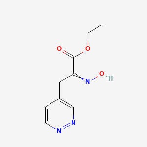 molecular formula C9H11N3O3 B14375556 Ethyl (2E)-2-hydroxyimino-3-pyridazin-4-YL-propanoate CAS No. 90887-19-7