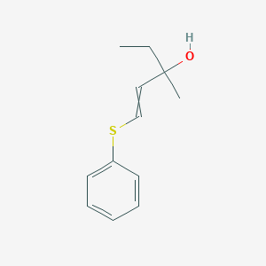 molecular formula C12H16OS B14375652 3-Methyl-1-(phenylsulfanyl)pent-1-en-3-ol CAS No. 89870-27-9