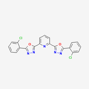 molecular formula C21H11Cl2N5O2 B14375719 Pyridine, 2,6-bis[5-(2-chlorophenyl)-1,3,4-oxadiazol-2-yl]- CAS No. 90017-09-7