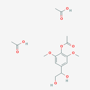 molecular formula C16H24O10 B14375749 Acetic acid;[4-(1,2-dihydroxyethyl)-2,6-dimethoxyphenyl] acetate CAS No. 90426-24-7