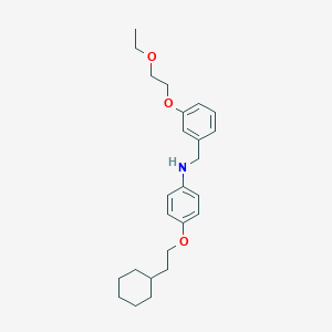molecular formula C25H35NO3 B1437587 N-[4-(2-Cyclohexylethoxy)phenyl]-N-[3-(2-ethoxyethoxy)benzyl]amine CAS No. 1040679-79-5