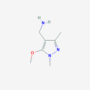 molecular formula C7H13N3O B1437618 (5-methoxy-1,3-dimethyl-1H-pyrazol-4-yl)methanamine CAS No. 1177283-50-9