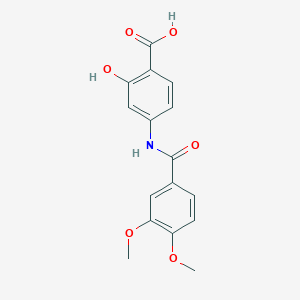 molecular formula C16H15NO6 B1437626 4-(3,4-Dimethoxybenzamido)-2-hydroxybenzoic acid CAS No. 1030572-38-3