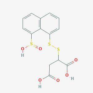 molecular formula C14H12O6S3 B14376416 2-[(8-Sulfinonaphthalen-1-yl)disulfanyl]butanedioic acid CAS No. 89500-23-2